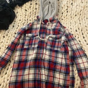 Womens flannel button up sweatshirt